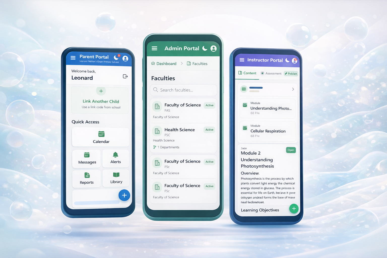 A glimpse of the mobile experience for parents, teachers, and students